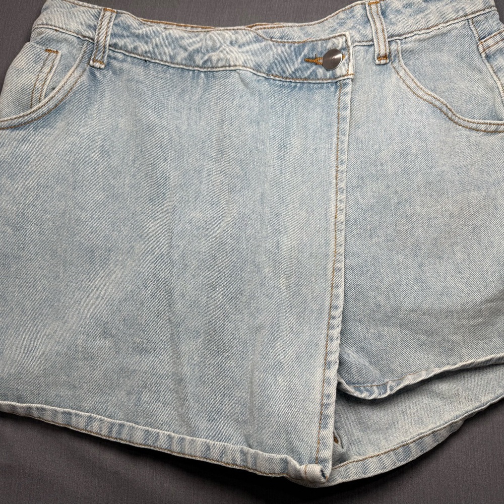 Vintage Light Blue Denim Women Skort
